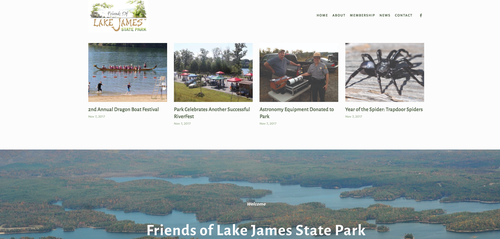 Friends of Lake James, New Website, Home Page