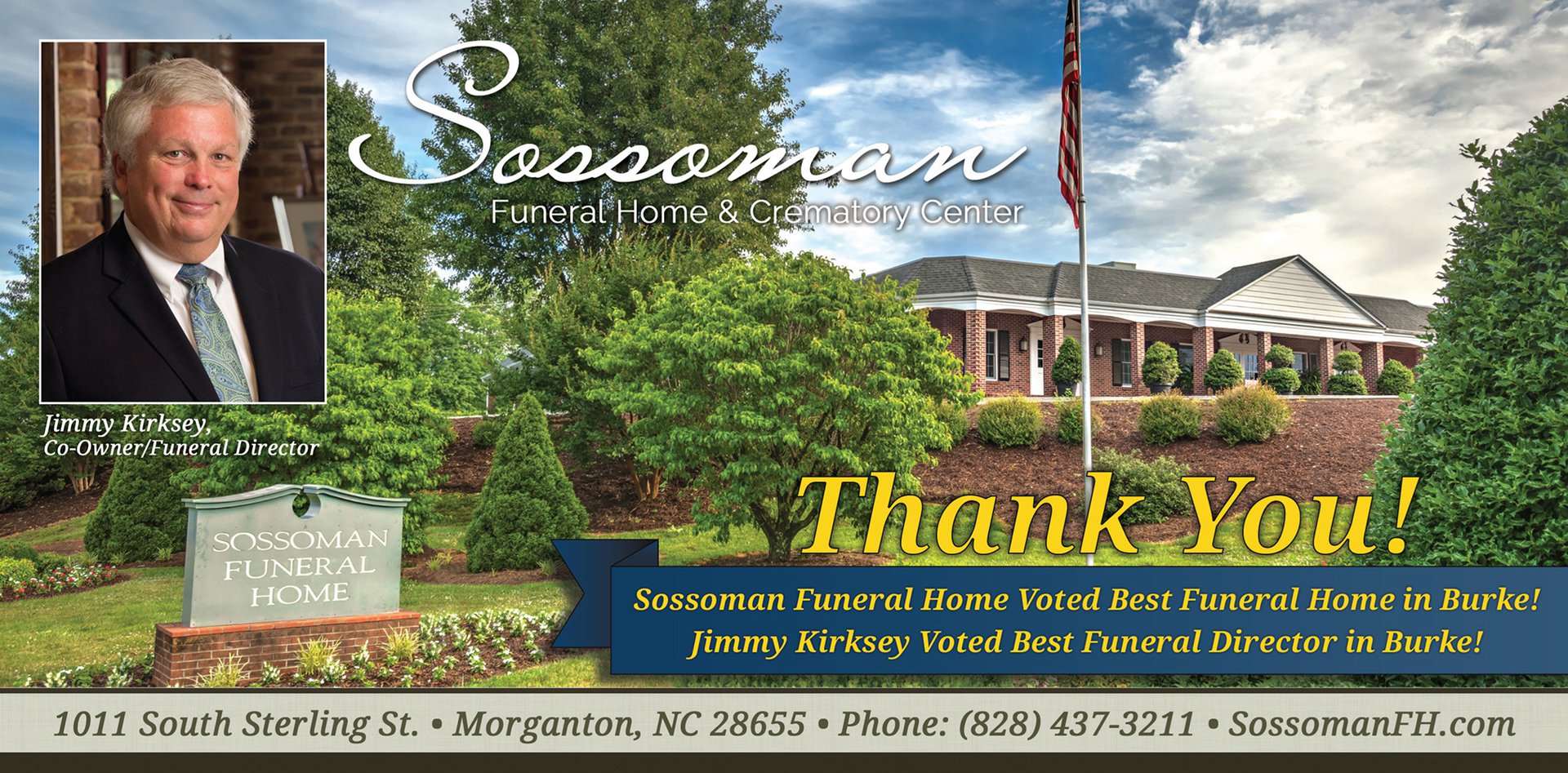 Sossoman Funeral Home Best in Burke ad