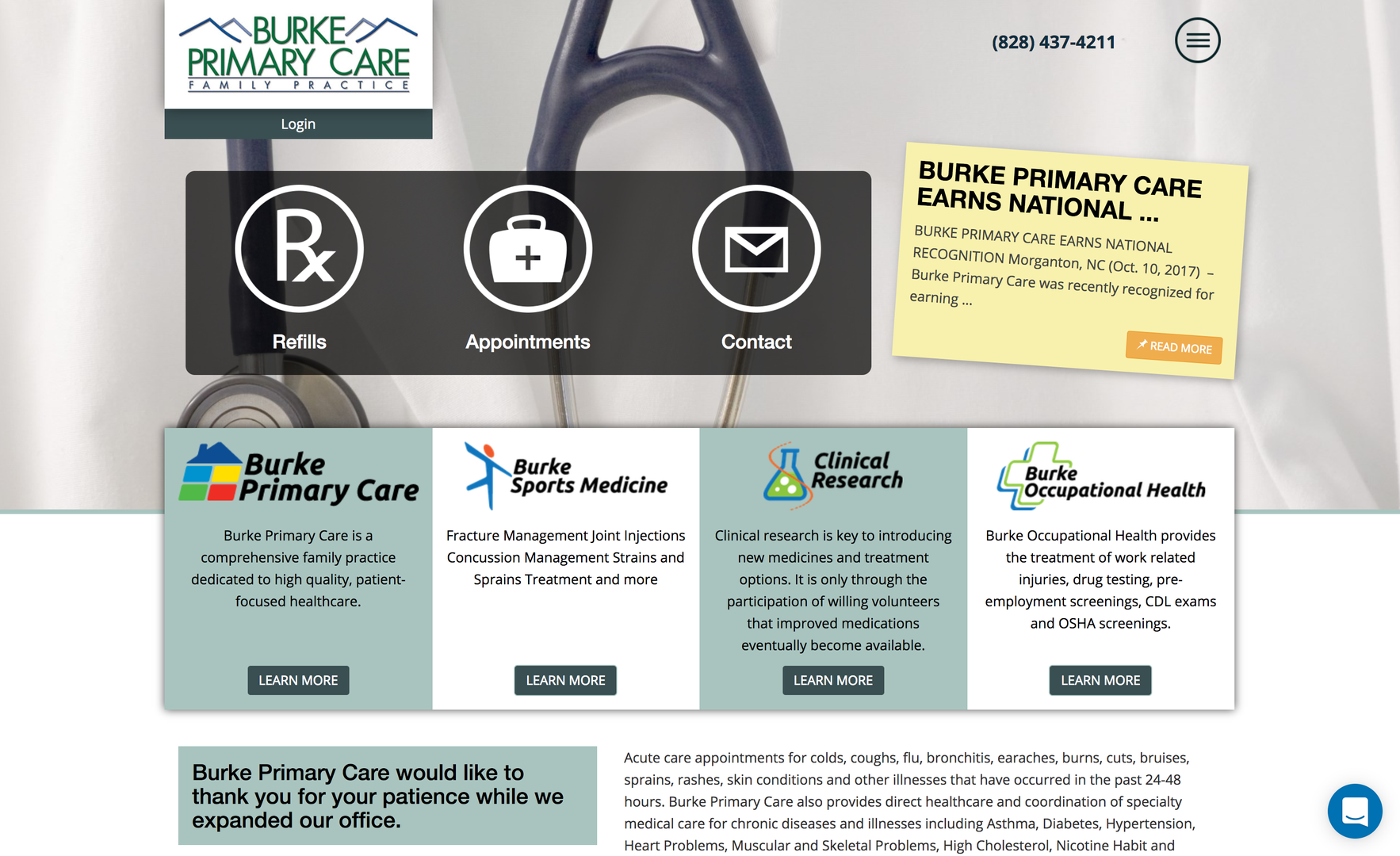Burke Primary Care website