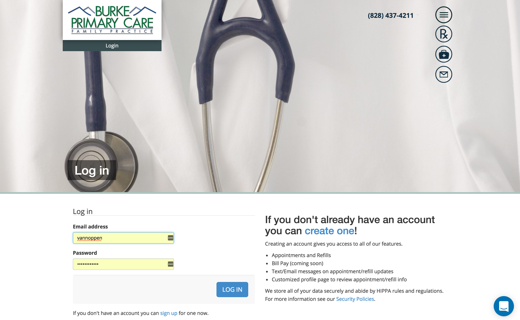 Burke Primary Care website patient login
