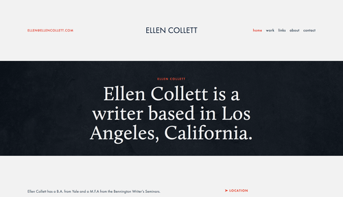 Ellen Collett website homepage