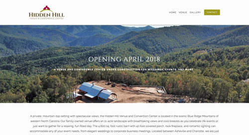 Hidden Hill Venue website homepage
