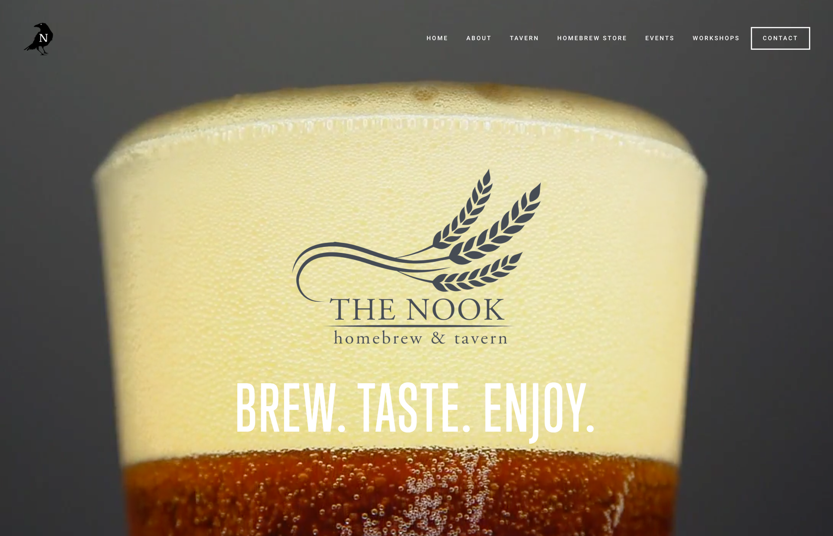 Nook Homebrew & Tavern, New Website, Home Page