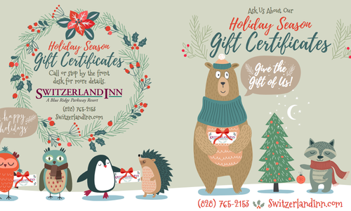 VanNoppen Designs Holiday Gift Certificates for The Switzerland Inn