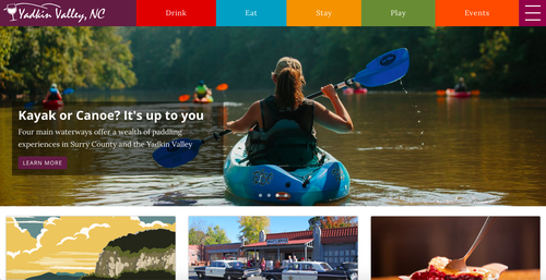 Yadkin Valley Website Homepage