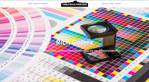 Table Rock Printers Website Homepage