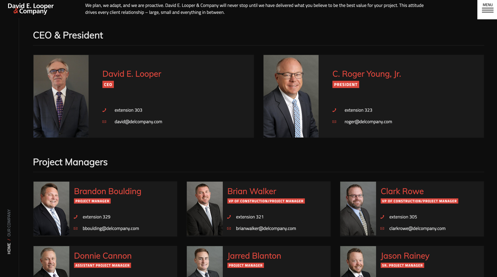 David E Looper website company directory