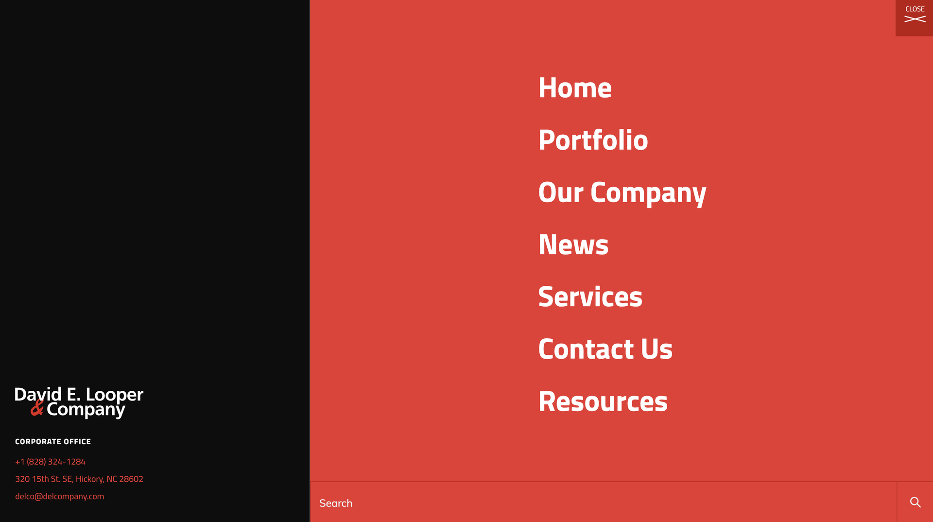 David E Looper website menu