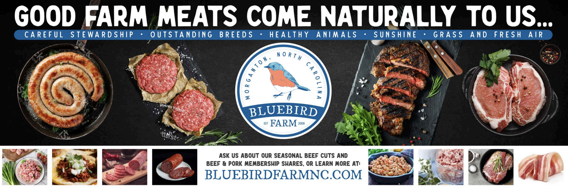 Bluebird Farm Meat Banner Design