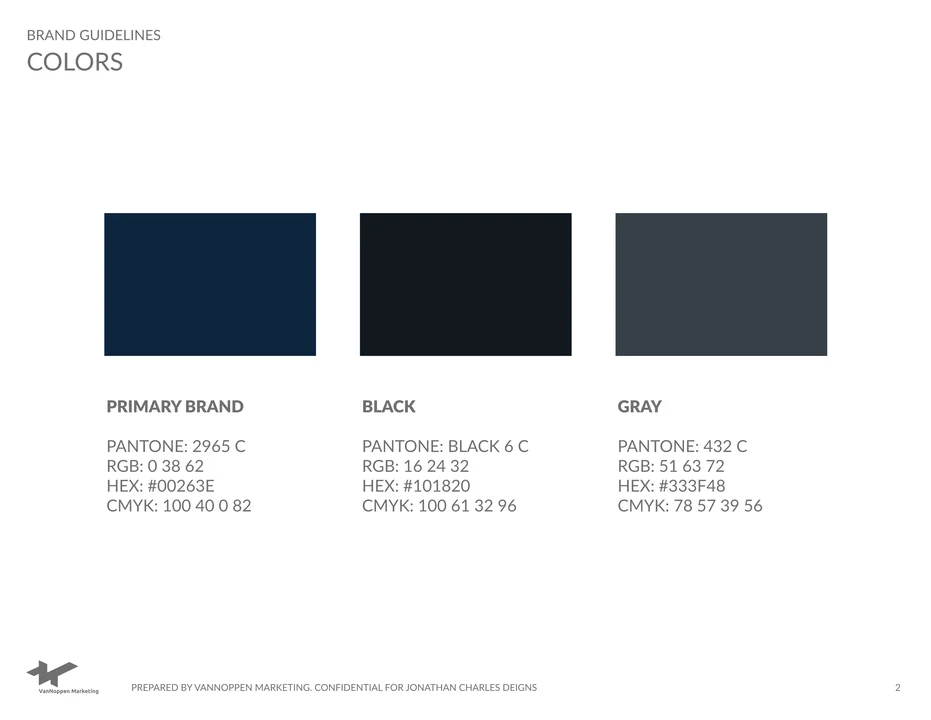 Jonathan Charles Branding Colors