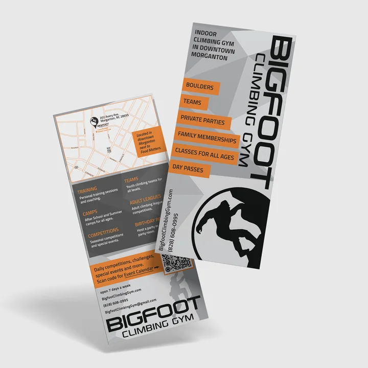 Bigfoot Climbing Gym Rack Card design