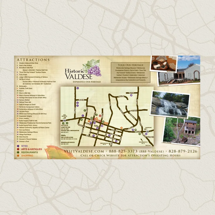 Custom Travel Guide Map Design - Valdese NC