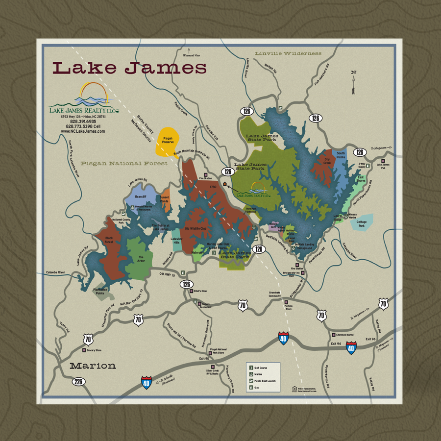 Custom Travel Map Design - Lake James