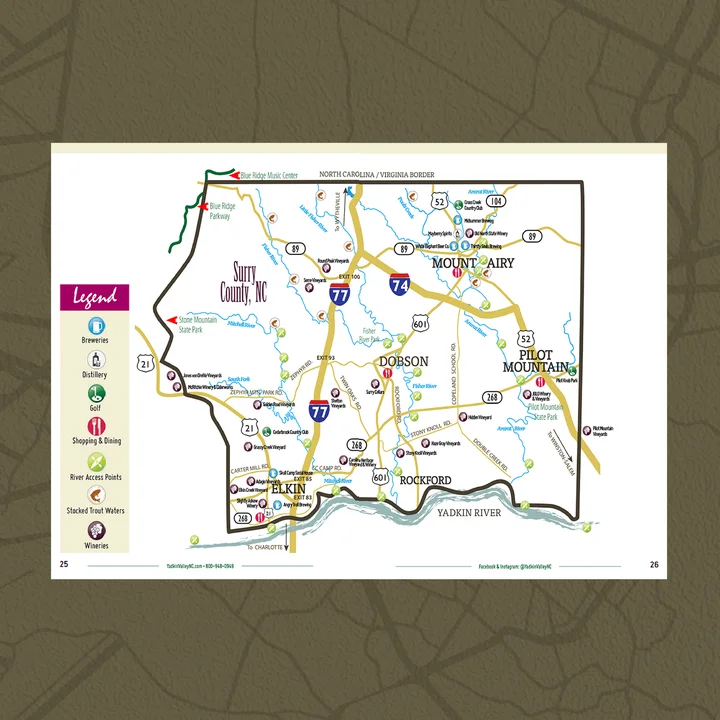 Custom Travel Map Design - Surry County