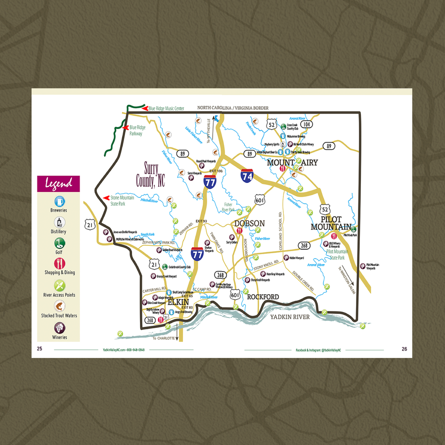 Custom Travel Map Design - Surry County