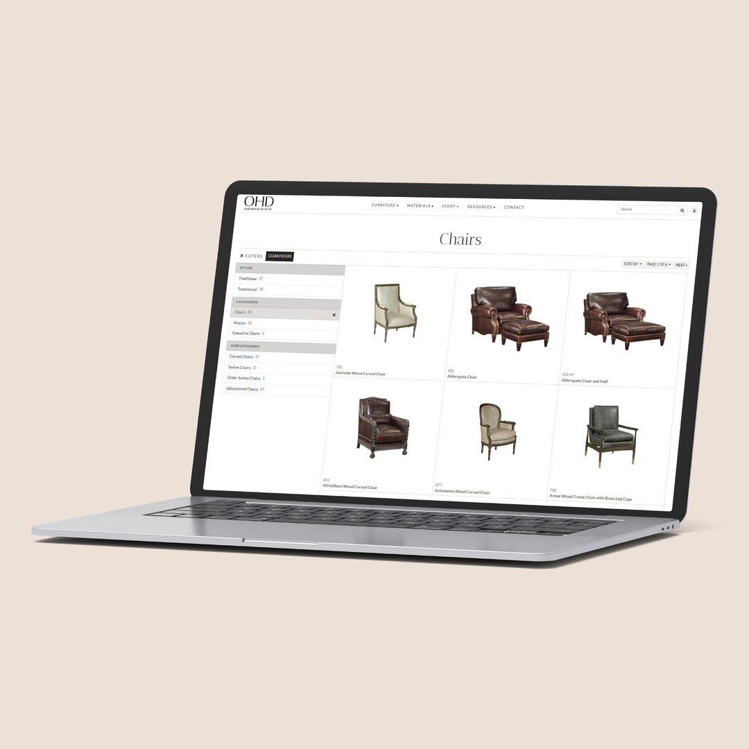 OHD Custom Furniture Website with Product Database
