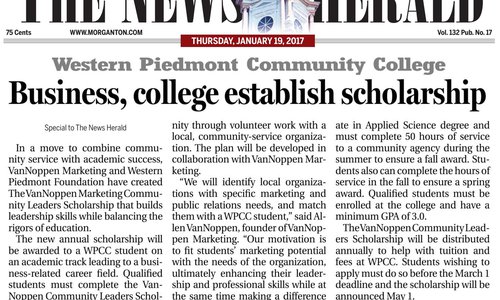 VanNoppen Marketing Forms Scholarship with WPCC