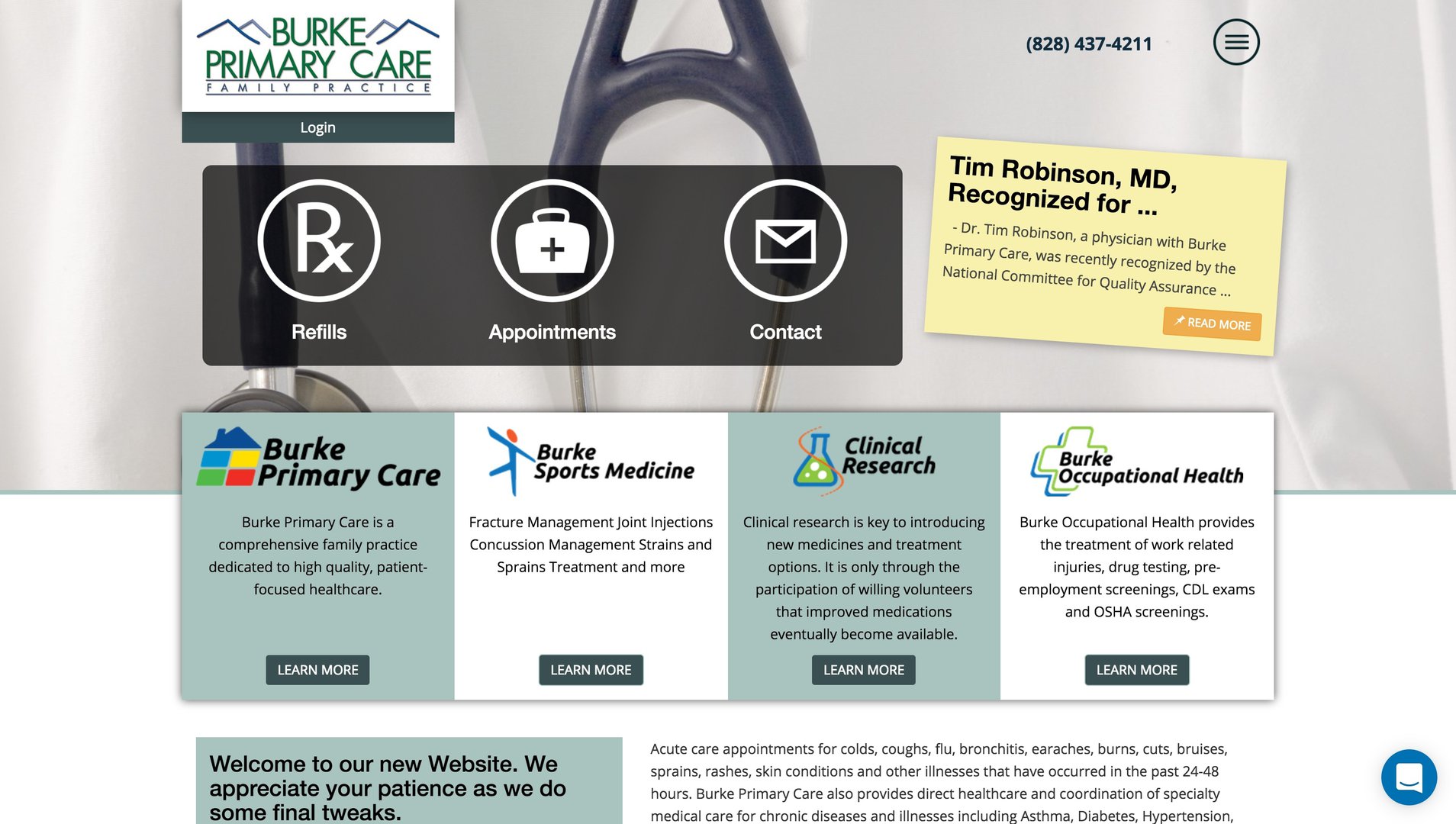 Burke Primary Care website homepage