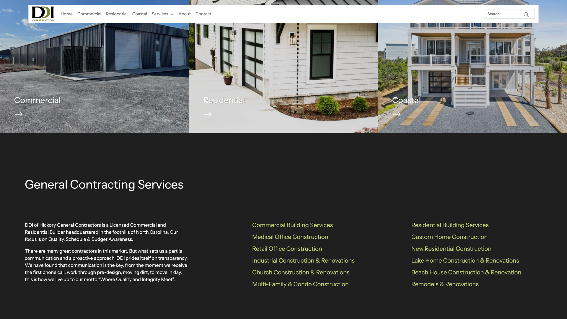 DDI Construction Website - Construction Categories