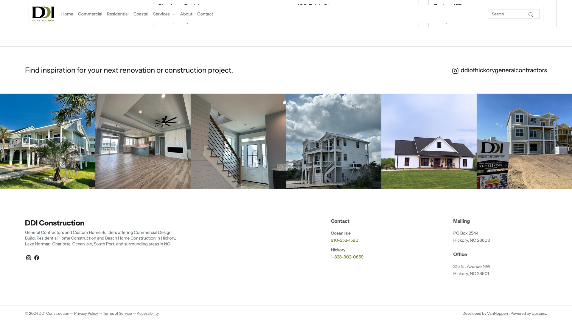 DDI Construction Website Instagram integration