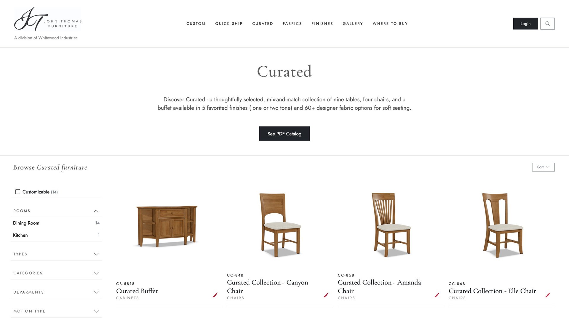 Furniture Website Database and Filters