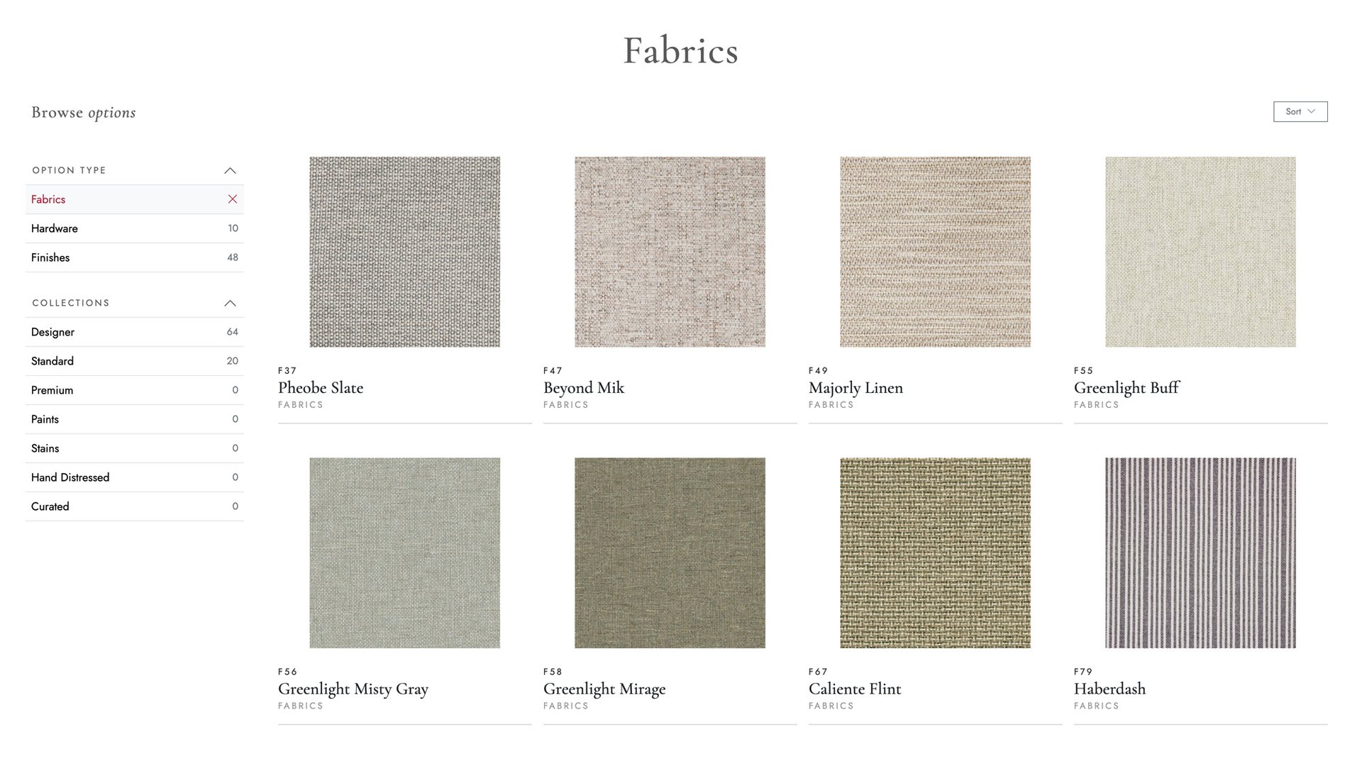 Fabrics gallery for furniture website