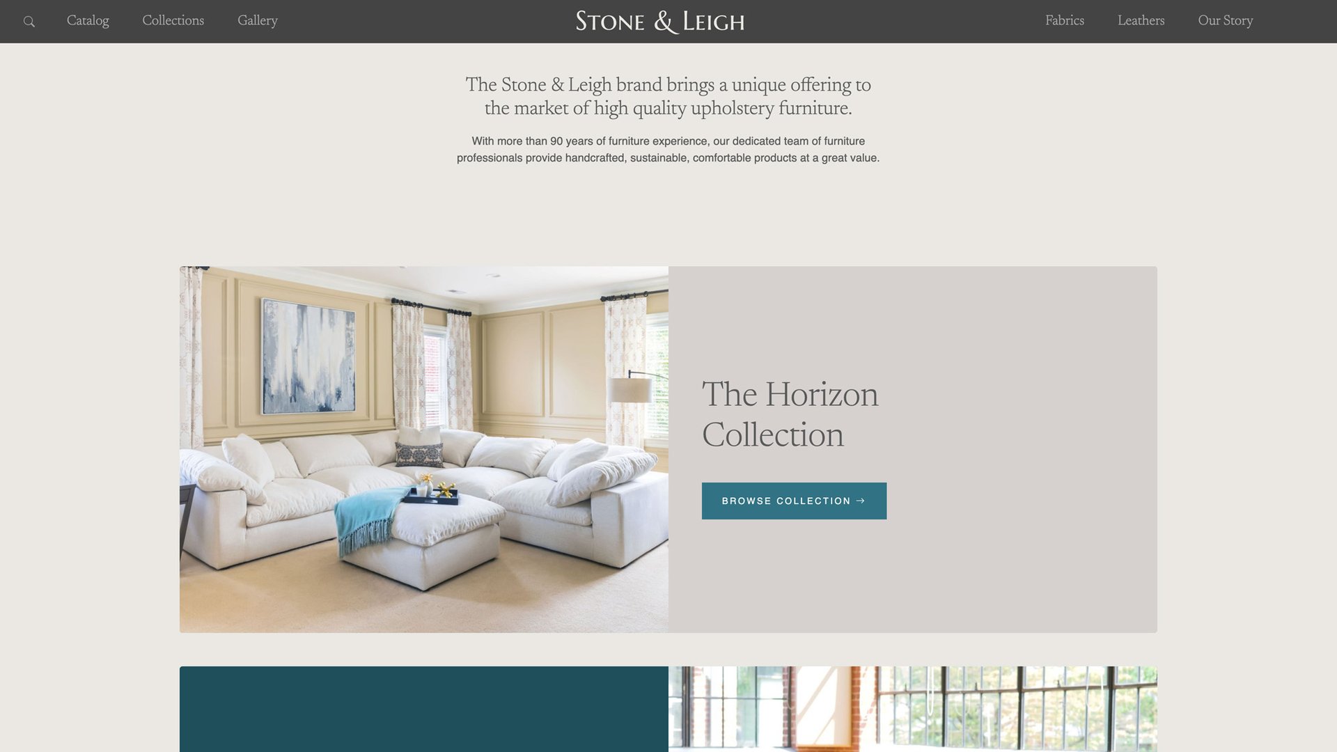 Stone & Leigh Upholstery custom furniture website - collection pages
