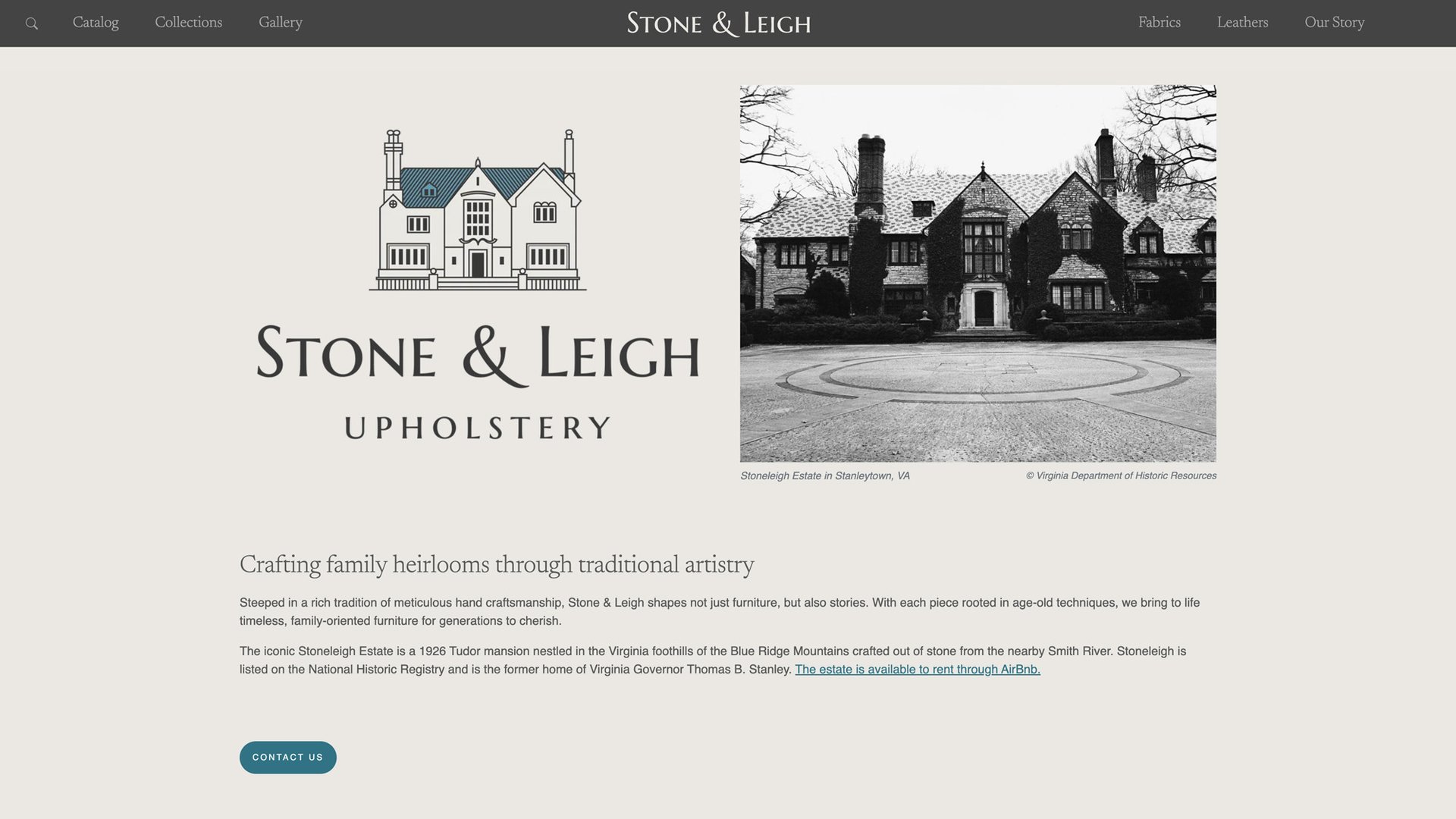 Stone & Leigh Custom Furniture Website - story page